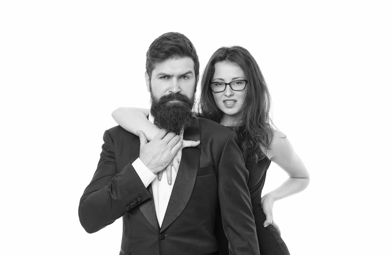 Black and white glam photo booth portrait of a couple — VA Shoreline Events, Virginia Beach
